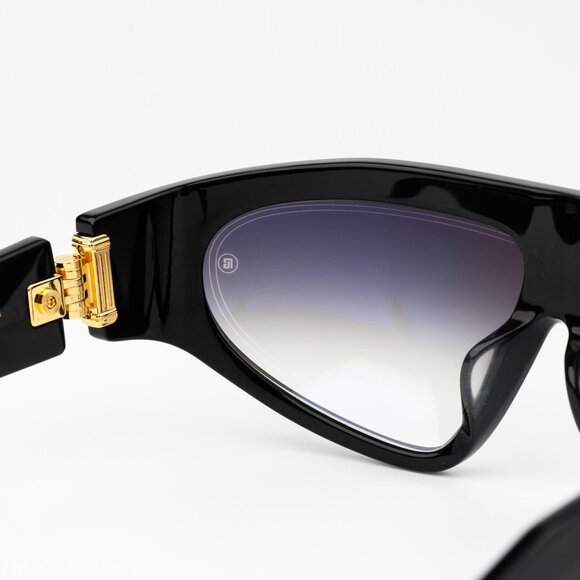 Balmain Women Sunglasses Titanium Black Gold Grey Gradient Wraparound B-ESCAPE - Picture 7 of 15